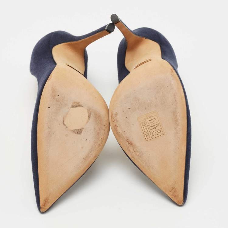 Pre Owned Jimmy Choo Navy Blue Suede Romy Pumps Size 37