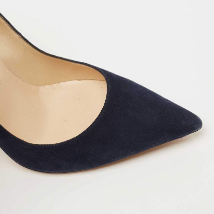 Pre Owned Jimmy Choo Navy Blue Suede Romy Pumps Size 37