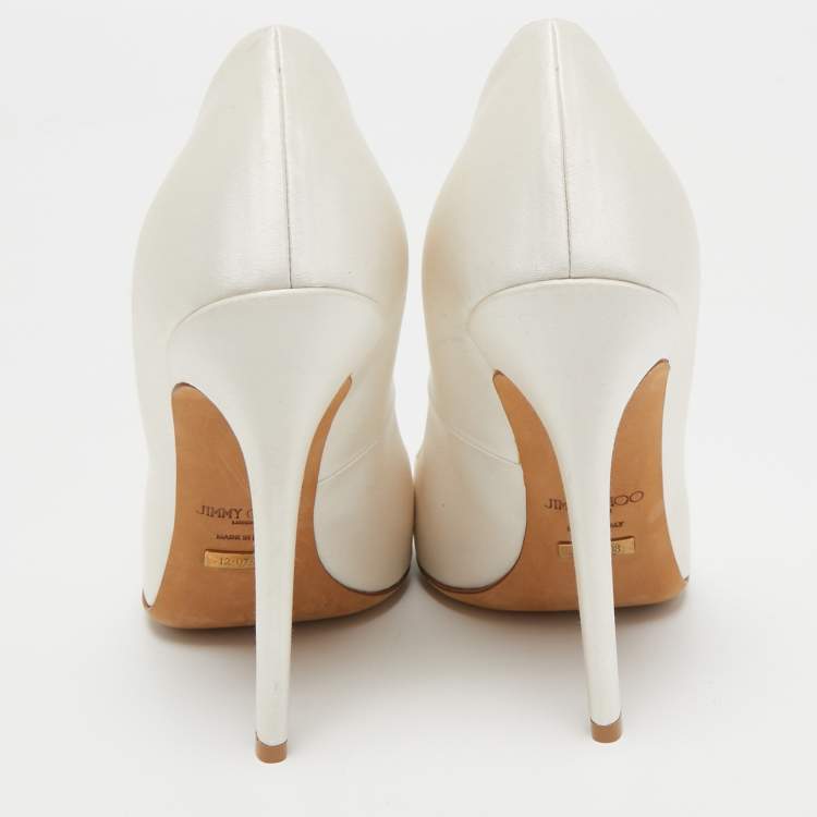 Pre Owned Jimmy Choo White Satin Romy Pumps Size 37