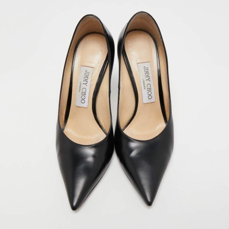 Pre Owned Jimmy Choo Black Leather Abel Pumps Size 36