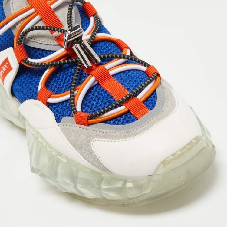 Pre Owned Jimmy Choo Multicolor Leather And Mesh Diamond Trail Sneakers Size 36.5 