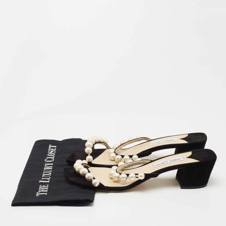 Pre Owned Jimmy Choo Black Suede Amara Slide Sandals Size 43