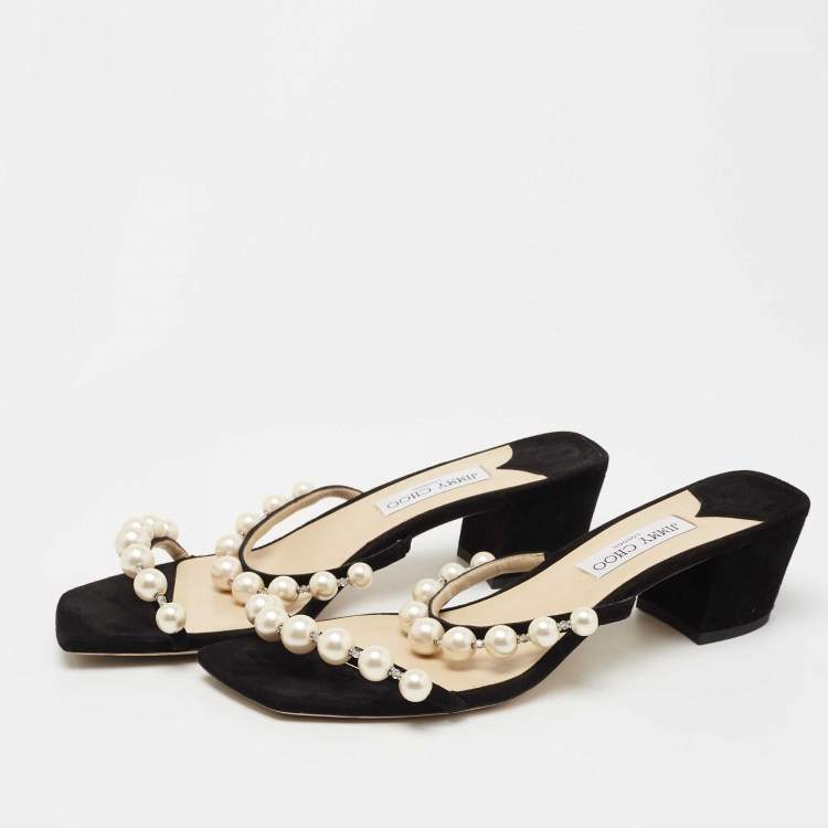 Pre Owned Jimmy Choo Black Suede Amara Slide Sandals Size 43