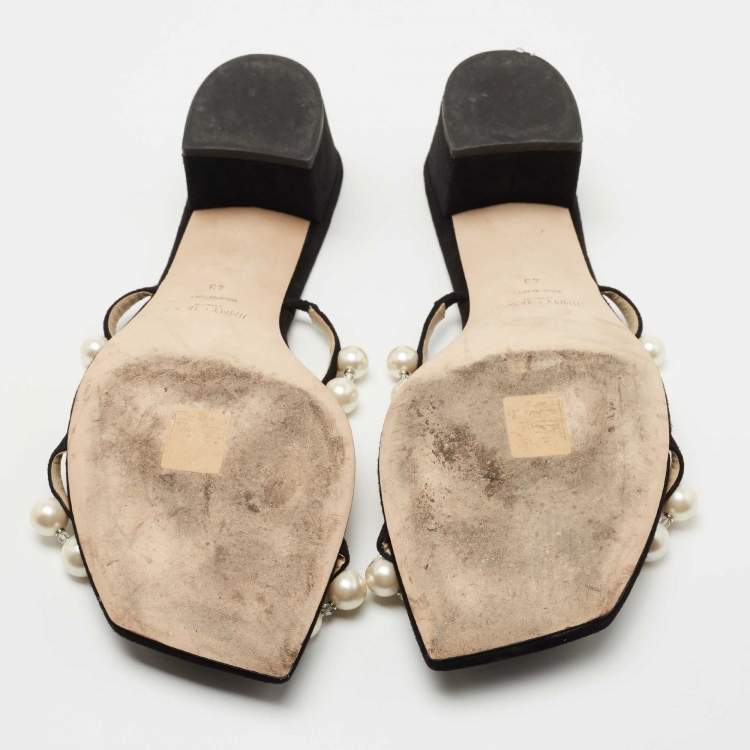 Pre Owned Jimmy Choo Black Suede Amara Slide Sandals Size 43