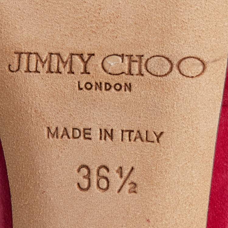 Pre Owned Jimmy Choo Magenta Pink Suede Criss Cross Ankle Strap Sandals Size 36.5
