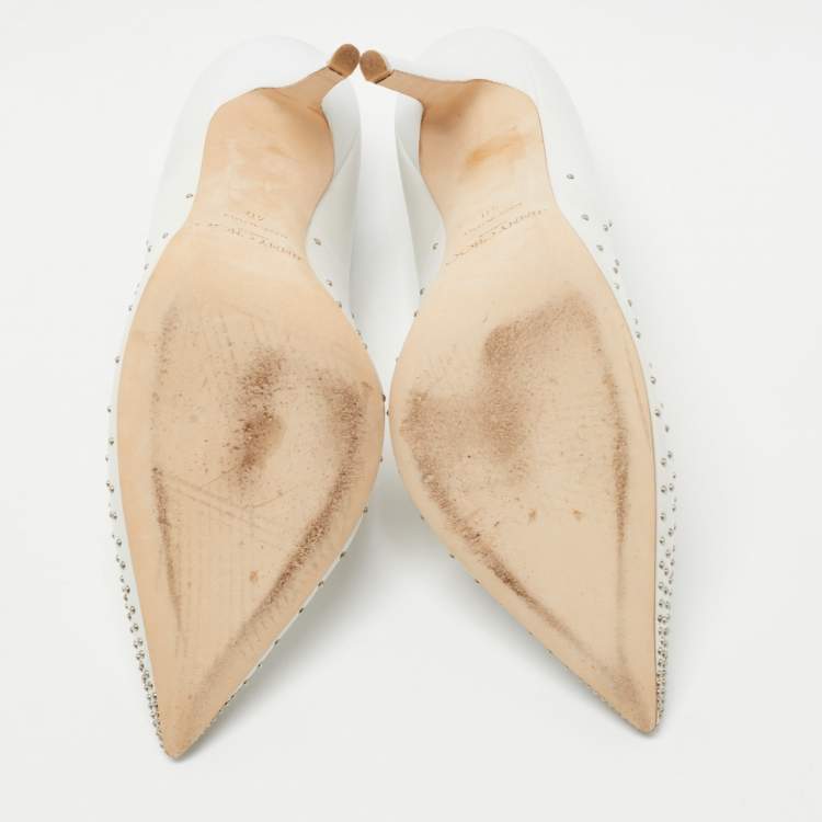 Pre Owned Jimmy Choo White Leather Anouk Pumps Size 40