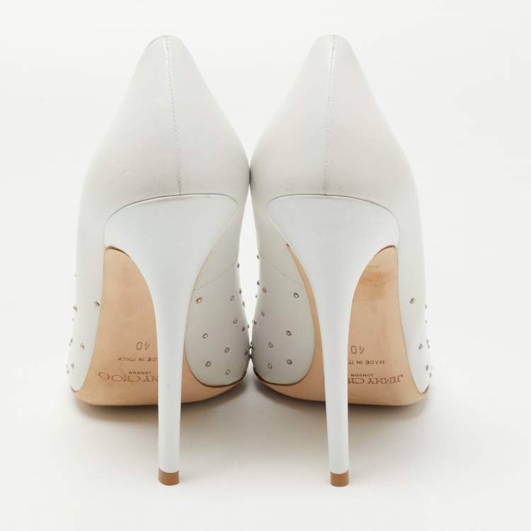 Pre Owned Jimmy Choo White Leather Anouk Pumps Size 40