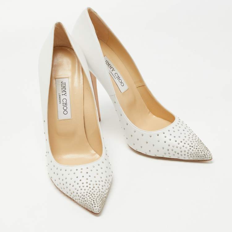 Pre Owned Jimmy Choo White Leather Anouk Pumps Size 40