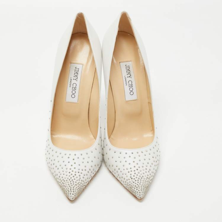 Pre Owned Jimmy Choo White Leather Anouk Pumps Size 40