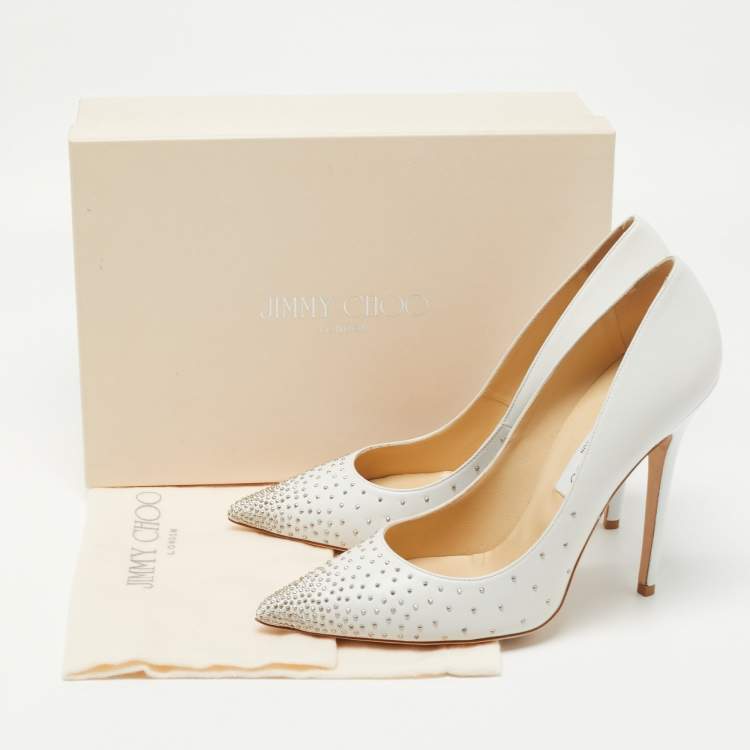 Pre Owned Jimmy Choo White Leather Anouk Pumps Size 40