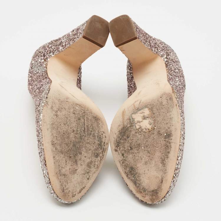 Pre Owned Jimmy Choo Metallic Coarse Glitter Billie Pumps Size 37.5