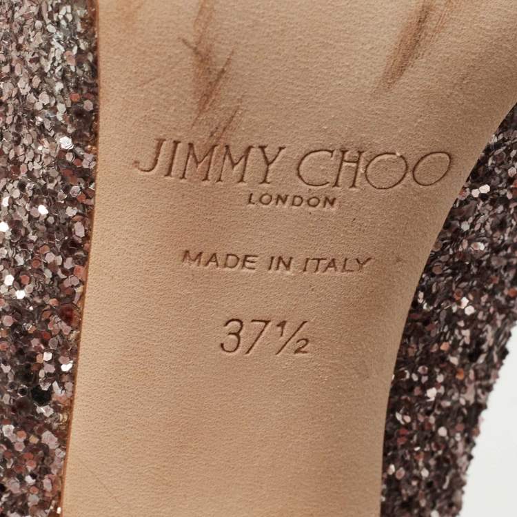 Pre Owned Jimmy Choo Metallic Coarse Glitter Billie Pumps Size 37.5