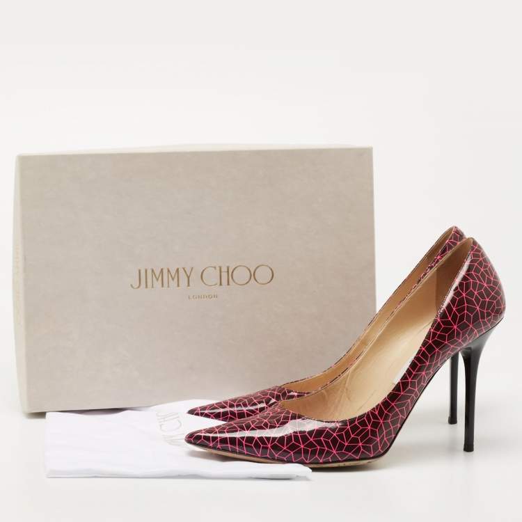 Pre Owned Jimmy Choo Two Tone Patent Love Pointed Toe Pumps Size 40