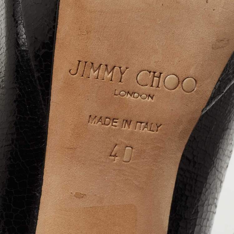 Pre Owned Jimmy Choo Black Lizard Embossed Leather Platform Pumps Size 40