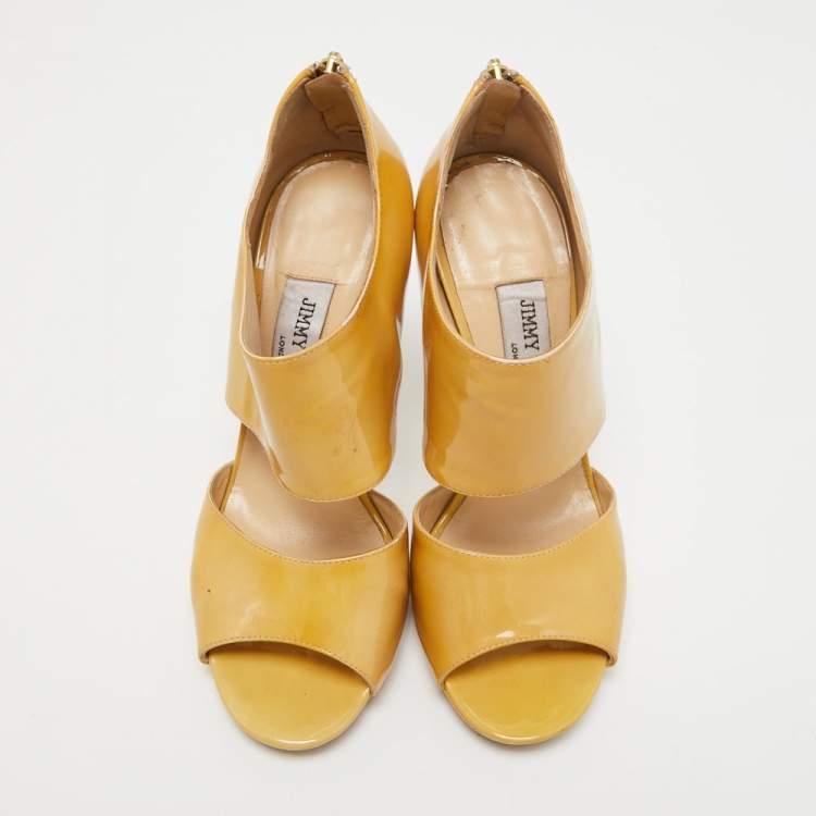 Pre Owned Jimmy Choo Beige Patent Leather ‘Private’ Sandals Size 37