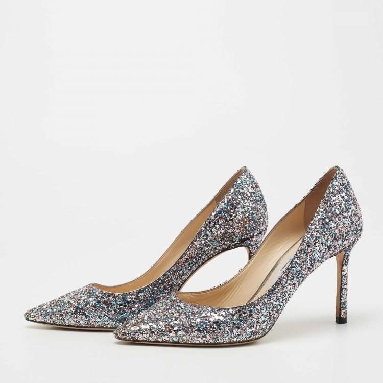 Jimmy Choo Metallic Coarse Glitter Romy Pumps Size 37 Jimmy Choo | TLC