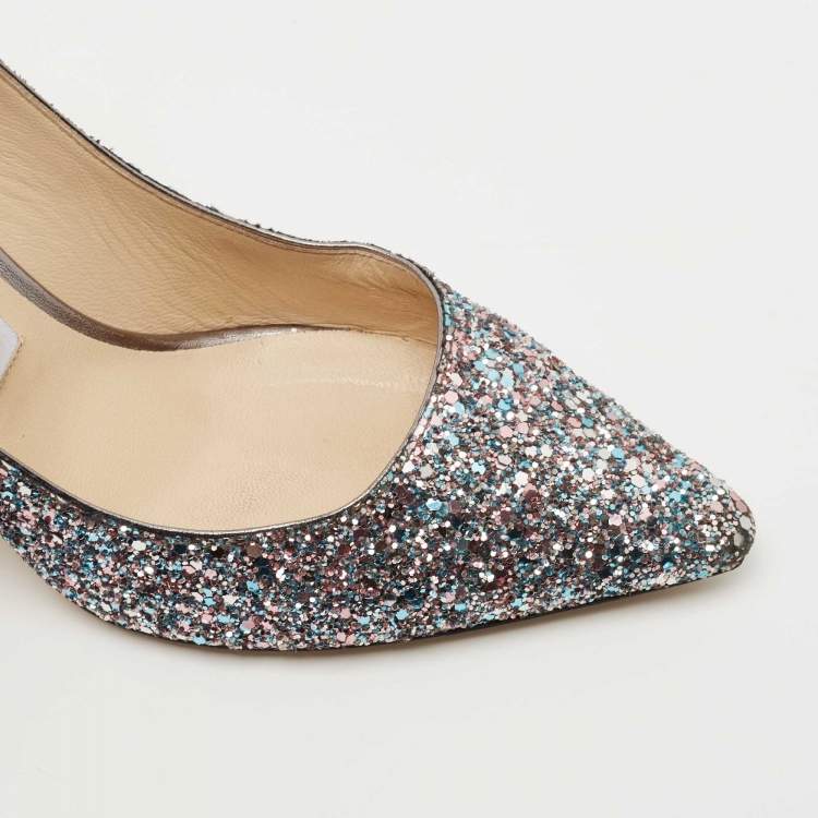 Pre Owned Jimmy Choo Metallic Coarse Glitter Romy Pumps Size 37