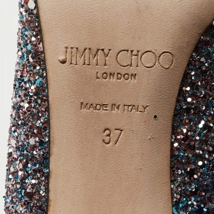Pre Owned Jimmy Choo Metallic Coarse Glitter Romy Pumps Size 37