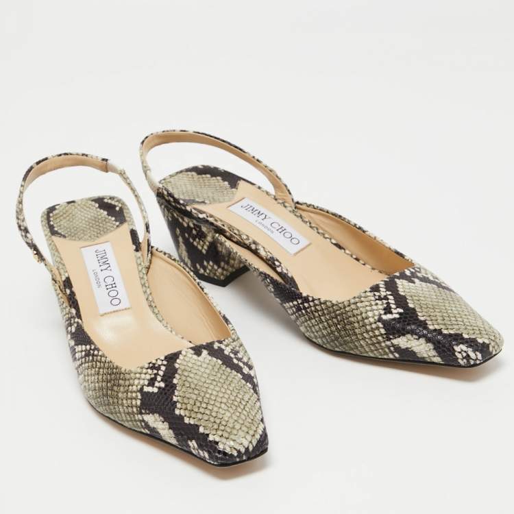 Pre Owned Jimmy Choo Multicolor Python Embossed Leather Slingback Pumps Size 39