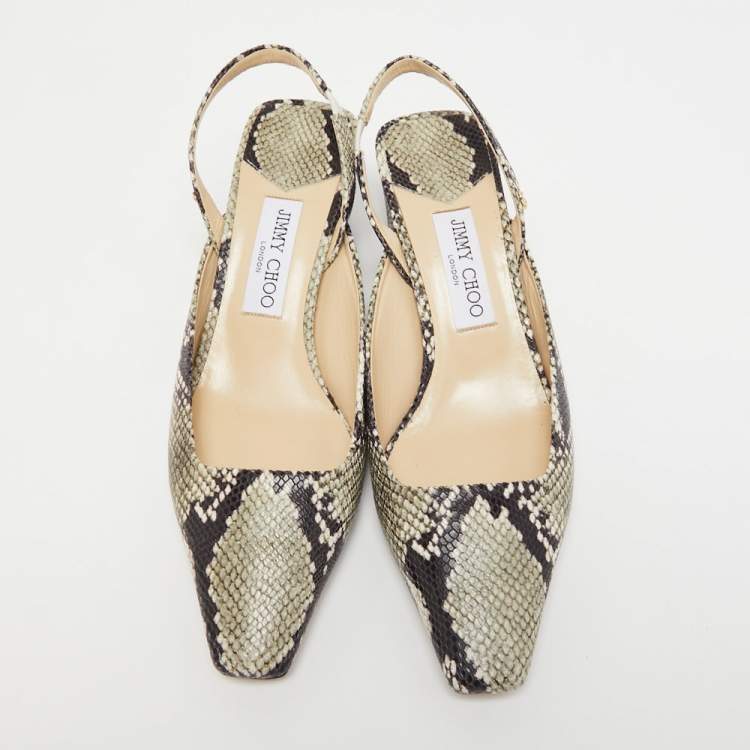 Pre Owned Jimmy Choo Multicolor Python Embossed Leather Slingback Pumps Size 39