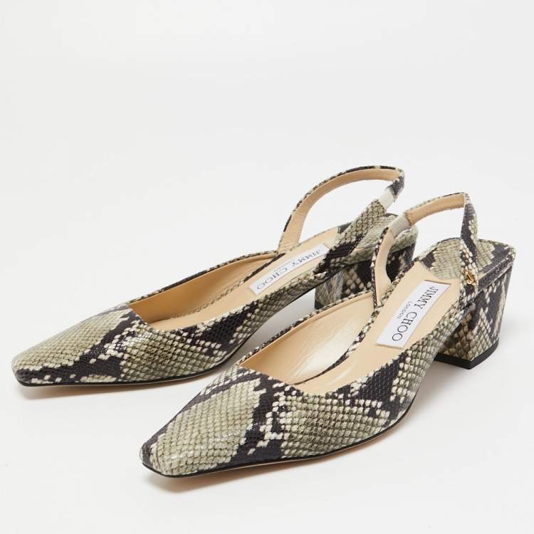 Pre Owned Jimmy Choo Multicolor Python Embossed Leather Slingback Pumps Size 39