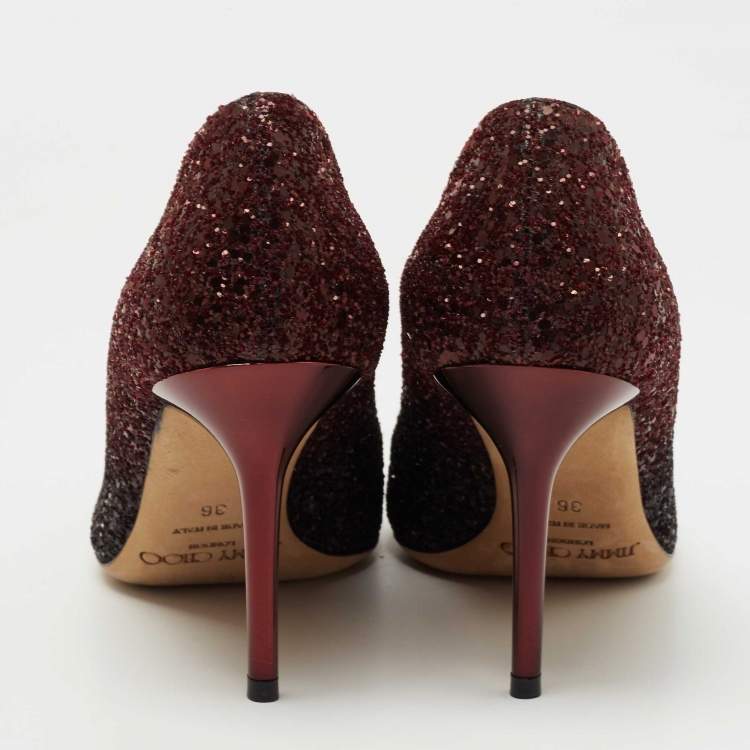 Pre Owned Jimmy Choo Two Tone Coarse Glitter Romy  Pumps Size 36