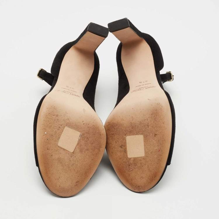 Pre Owned Jimmy Choo Black Suede Theresa Ankle Strap Sandals Size 37.5