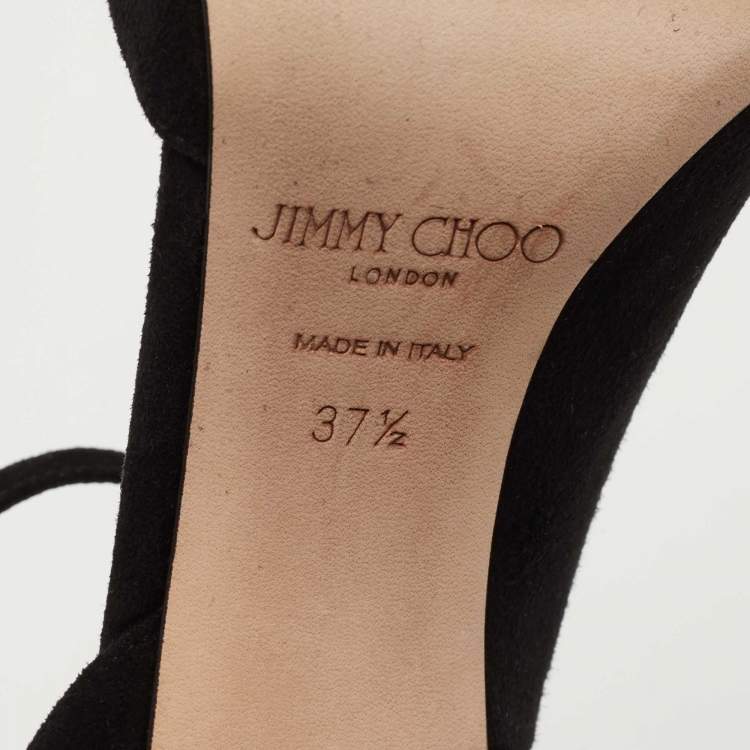 Pre Owned Jimmy Choo Black Suede Theresa Ankle Strap Sandals Size 37.5