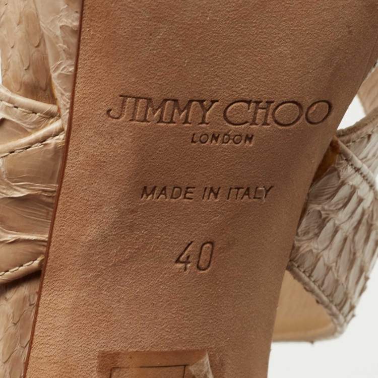 Pre Owned Jimmy Choo Beige Python Leather Strappy Sandals Size 40