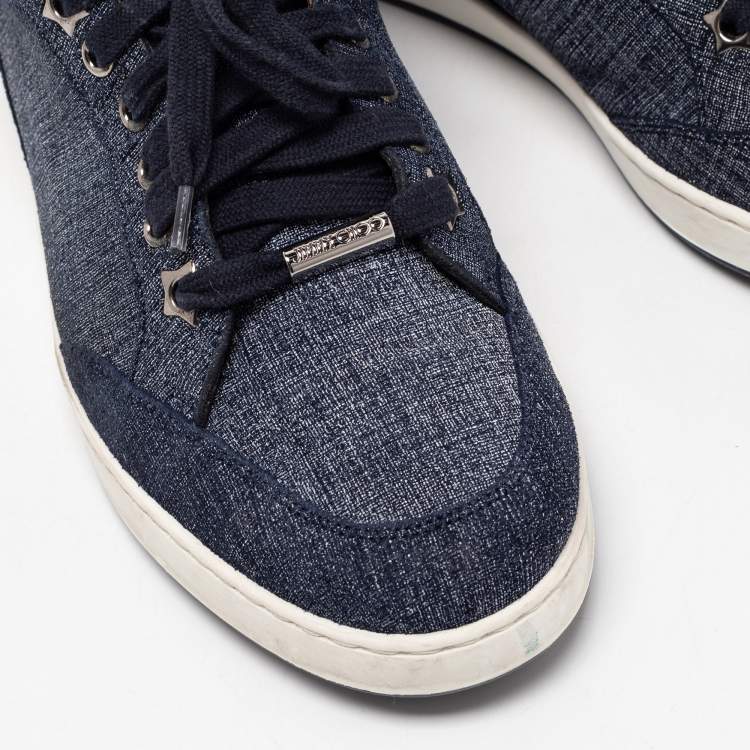 Pre Owned Jimmy Choo Navy Blue Denim Miami Sneakers Size 37.5