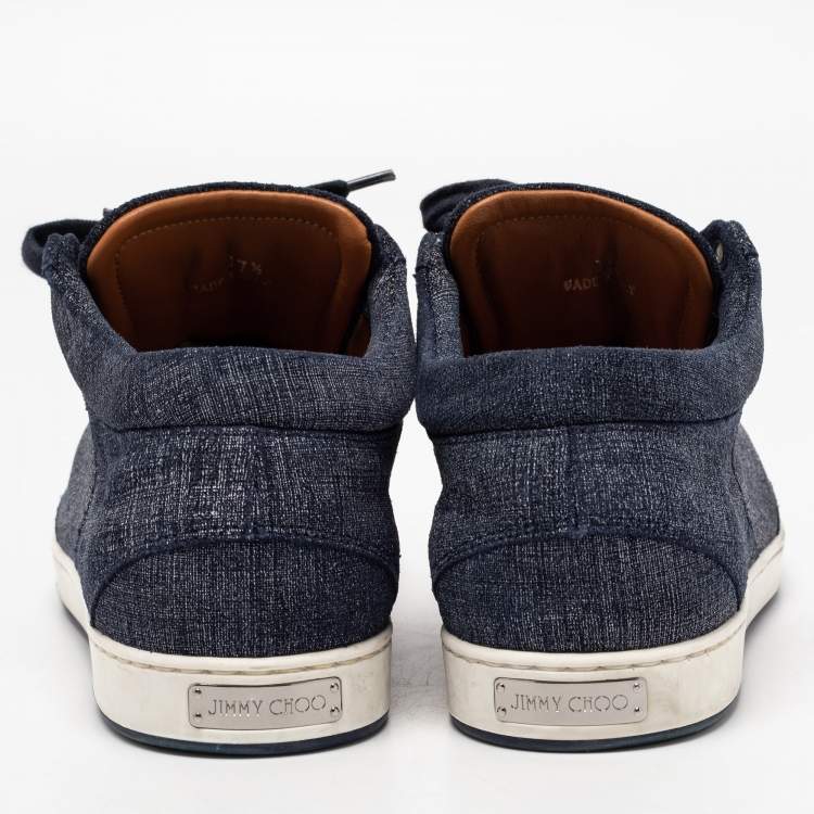 Pre Owned Jimmy Choo Navy Blue Denim Miami Sneakers Size 37.5