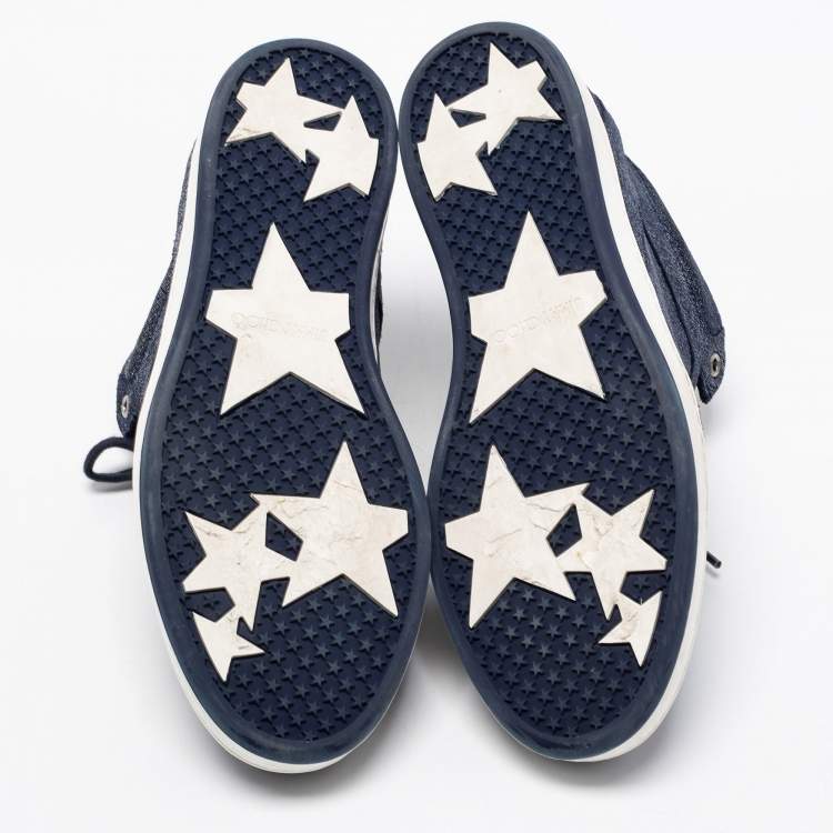 Pre Owned Jimmy Choo Navy Blue Denim Miami Sneakers Size 37.5