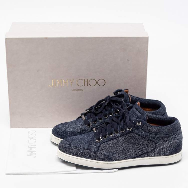 Pre Owned Jimmy Choo Navy Blue Denim Miami Sneakers Size 37.5