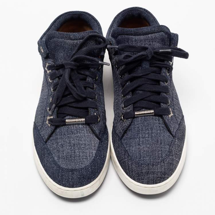 Pre Owned Jimmy Choo Navy Blue Denim Miami Sneakers Size 37.5