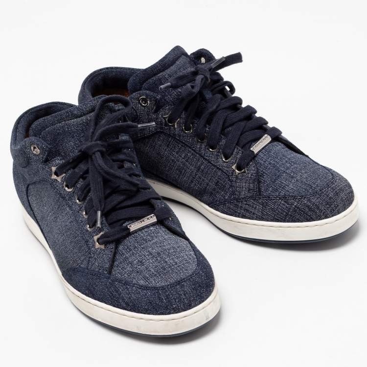 Pre Owned Jimmy Choo Navy Blue Denim Miami Sneakers Size 37.5