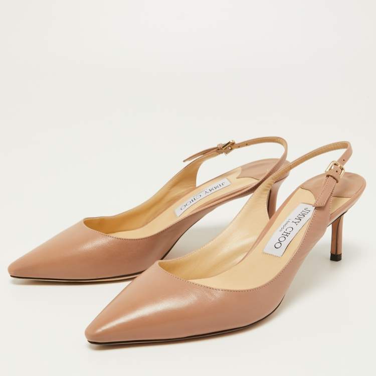 Jimmy Choo Beige Leather Erin Slingback Pumps Size 39.5 Jimmy Choo TLC