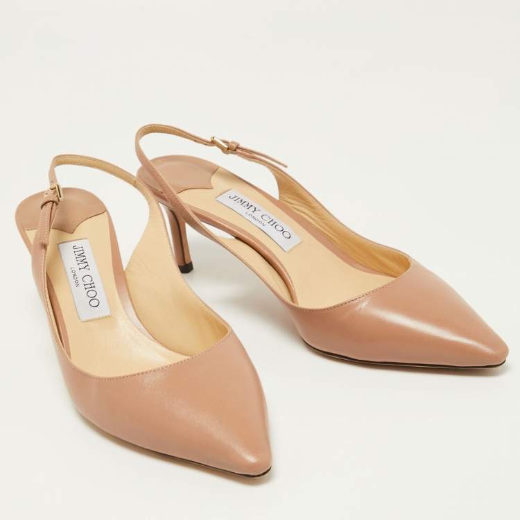مملوكة مسبقًا Jimmy Choo Beige Leather Erin Slingback Pumps Size 39.5