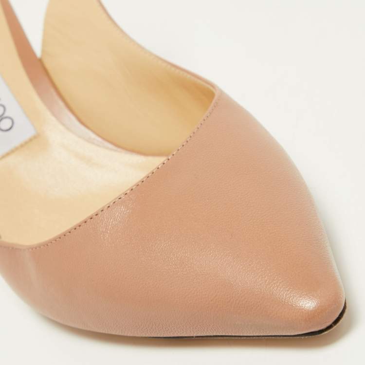 مملوكة مسبقًا Jimmy Choo Beige Leather Erin Slingback Pumps Size 39.5