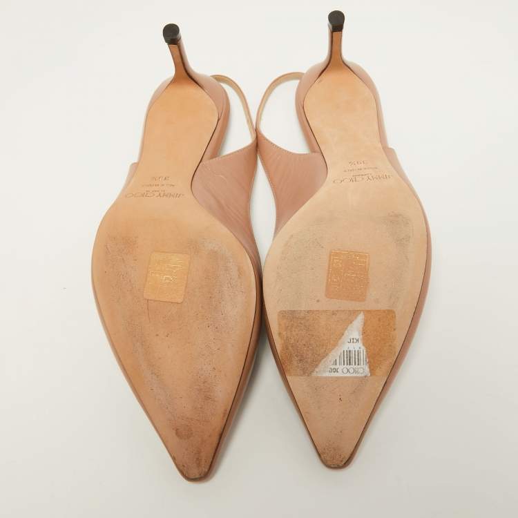 مملوكة مسبقًا Jimmy Choo Beige Leather Erin Slingback Pumps Size 39.5