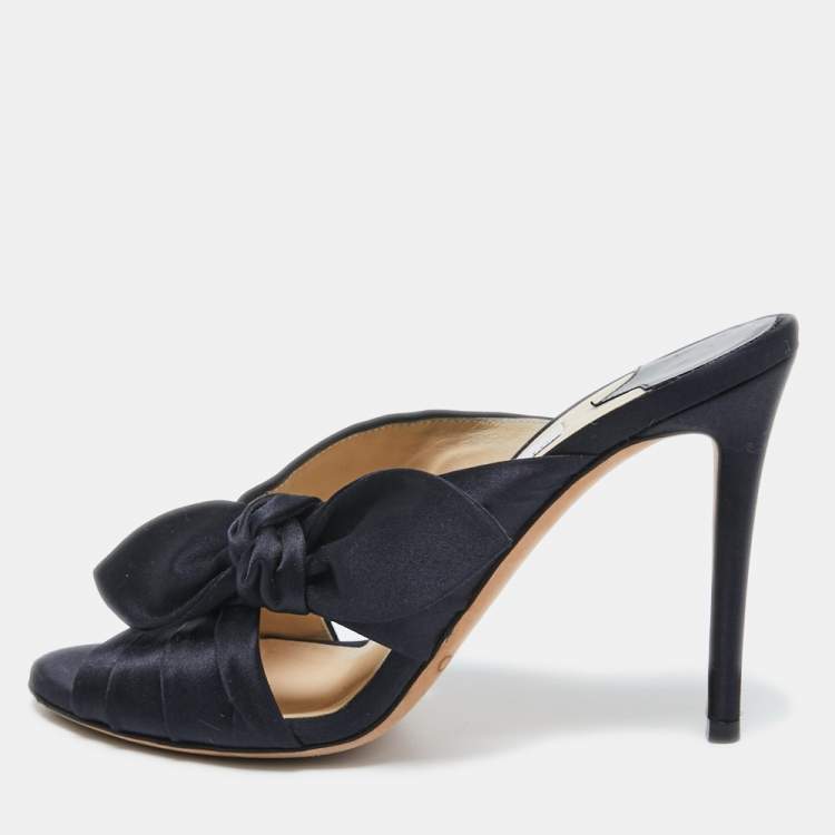 Jimmy Choo Navy Blue Satin Kelly Bow Slide Sandals Size 37 Jimmy Choo | The  Luxury Closet