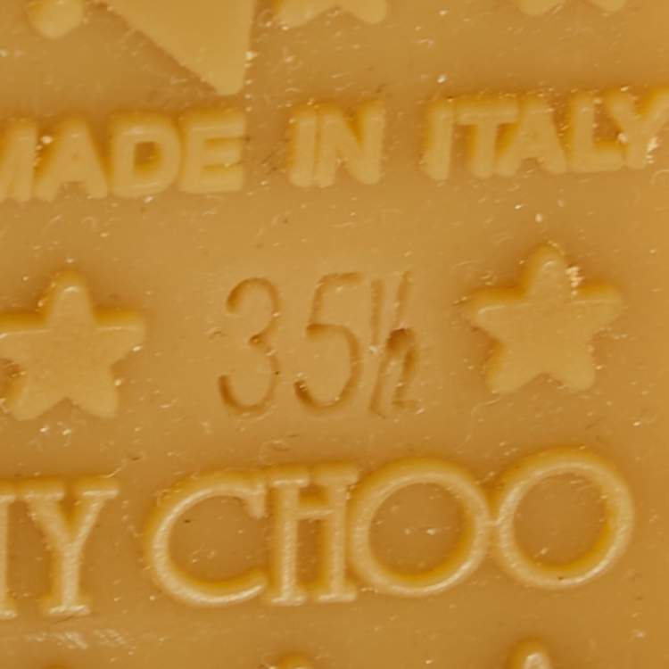 Pre Owned Jimmy Choo Yellow Patent Leather Cork Wedge Thong Sandals Size 35.5