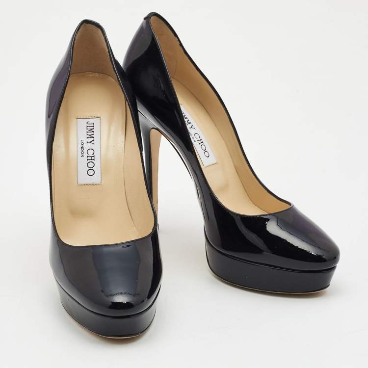 Pre Owned Jimmy Choo Black Patent leather Cosmic Pumps Size 39