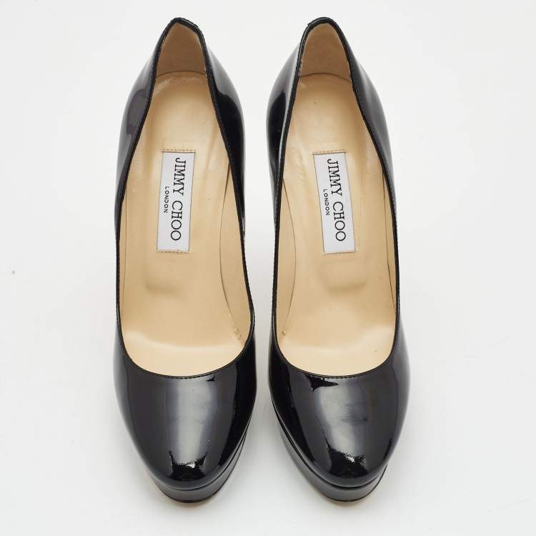 Pre Owned Jimmy Choo Black Patent leather Cosmic Pumps Size 39