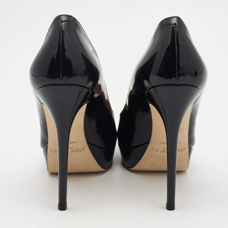 Pre Owned Jimmy Choo Black Patent leather Cosmic Pumps Size 39