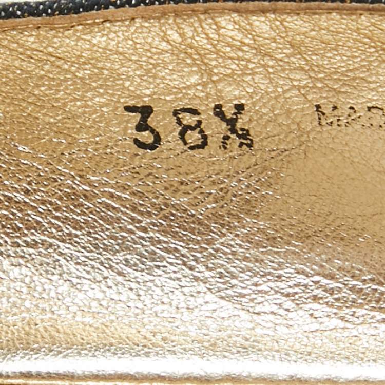 Pre Owned Jimmy Choo Navy Blue Canvas Ballet Flats Size 38.5