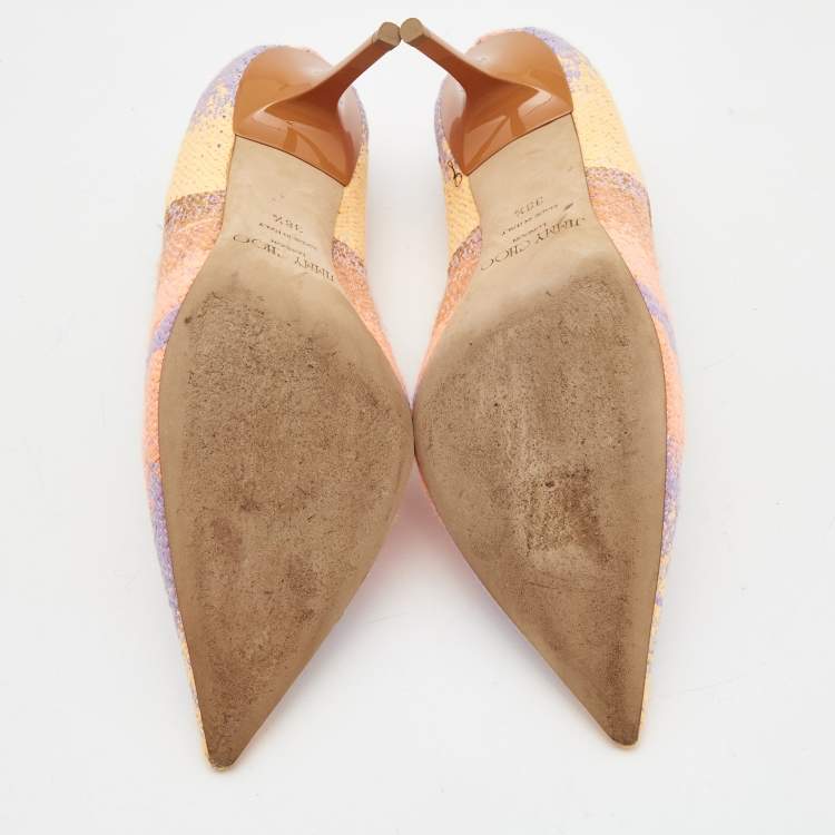 Pre Owned Jimmy Choo Tricolor Knit Fabric Abel Pumps Size 38.5