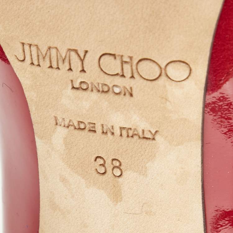 مملوكة مسبقًا Jimmy Choo Red Suede and Patent Leather Darylin Pumps Size 38