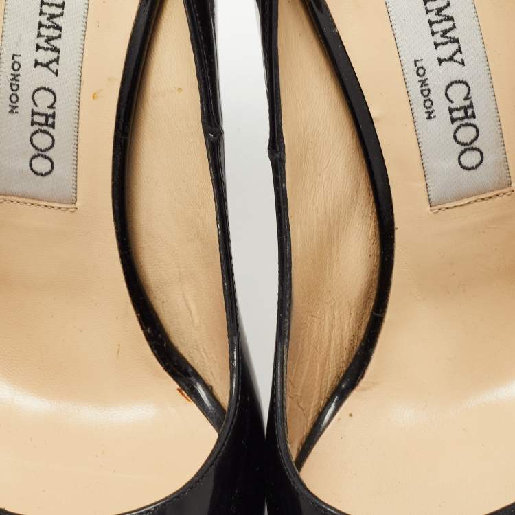 Pre Owned Jimmy Choo Black Patent Leather Luna Pumps Size 38