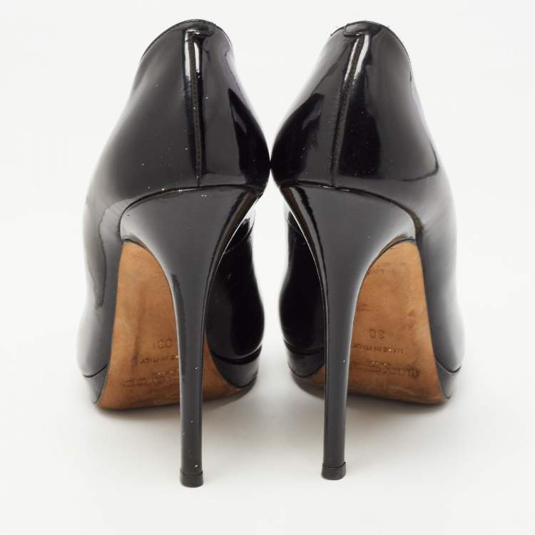 Pre Owned Jimmy Choo Black Patent Leather Luna Pumps Size 38
