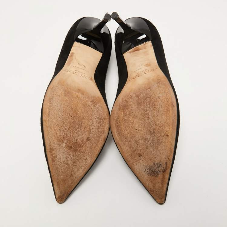 Pre Owned Jimmy Choo Black Suede Love Pumps Size 38.5